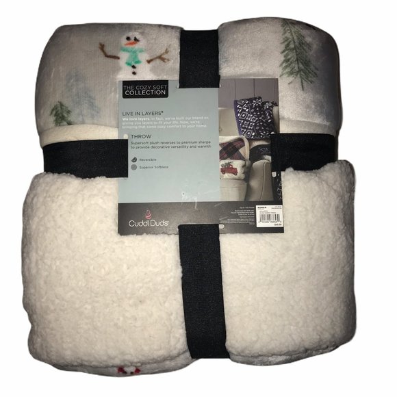 Cuddl Duds Bedding Nwt Cuddl Duds Reversible Snowman Throw 5x60